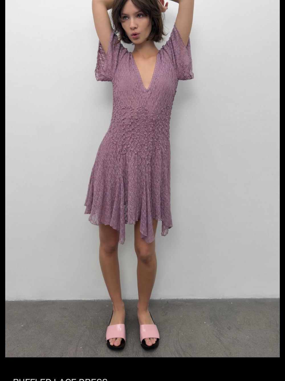 Zara Lavender Ruffle V-Neck Dress